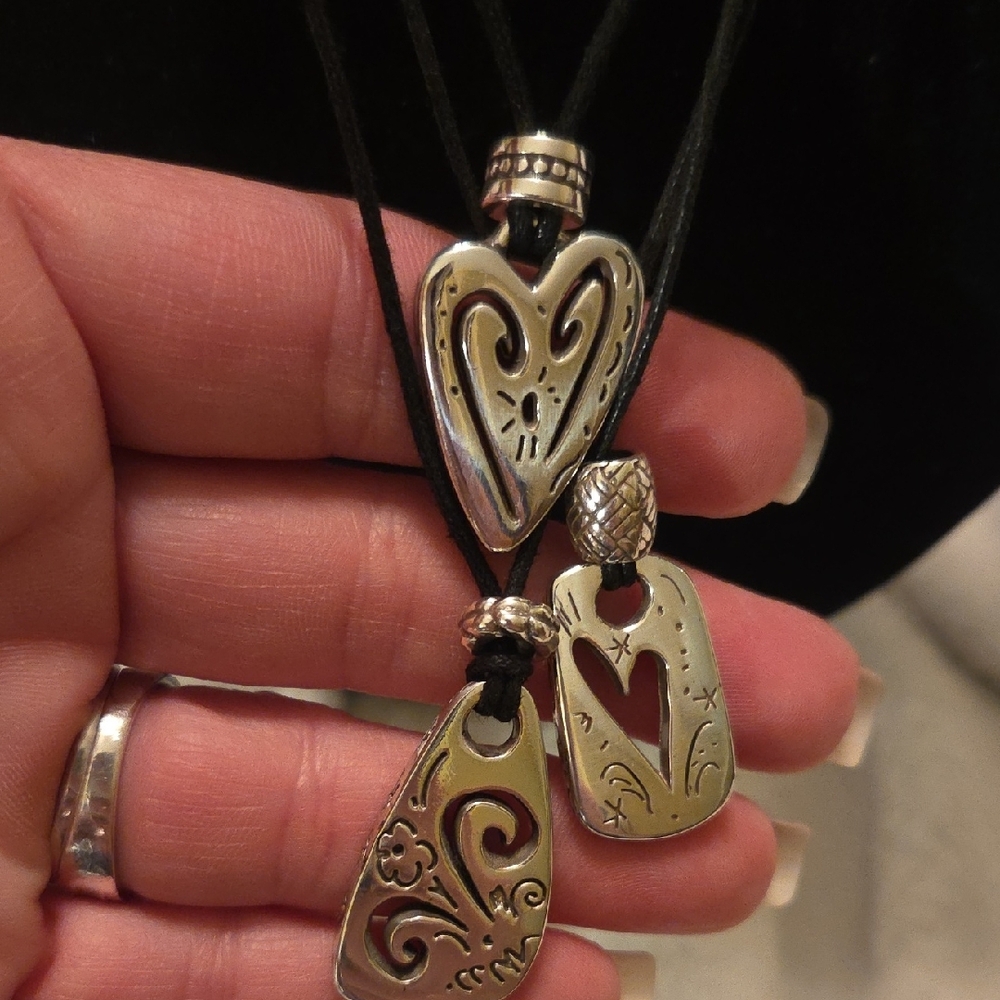 Brighton Black and Silver 3 Heart Necklace Set & Matching Earrings - Picture 5 of 8